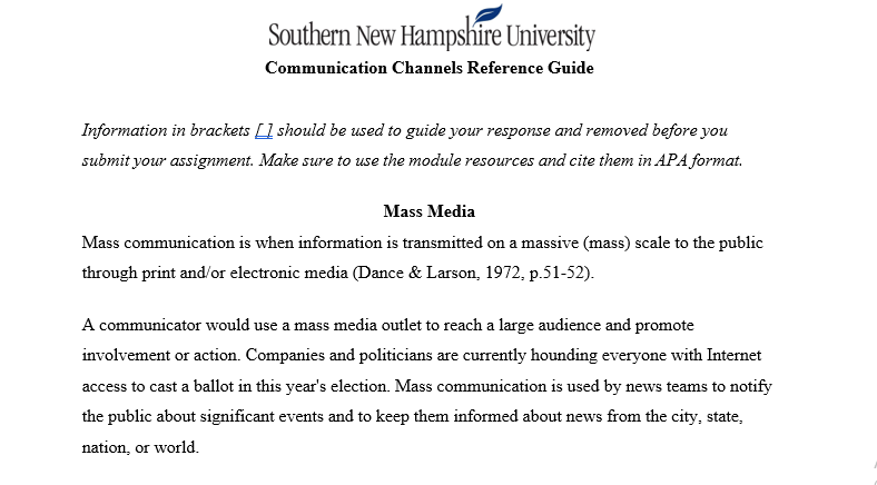 COM-127 2-1 Activity: Mass Communication Reference Guide