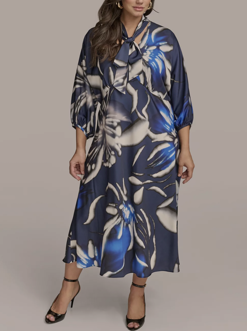 Donna Karan New York Plus Size Floral-Print A-Line Dress