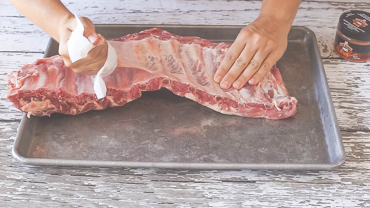 Remove membrane from pork ribs
