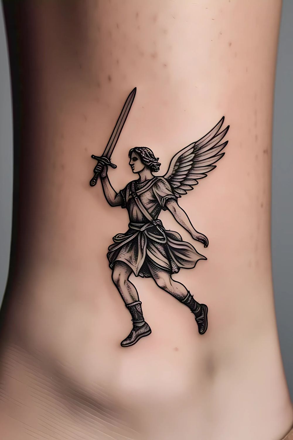 Saint Michael Tattoo on the Leg or Thigh