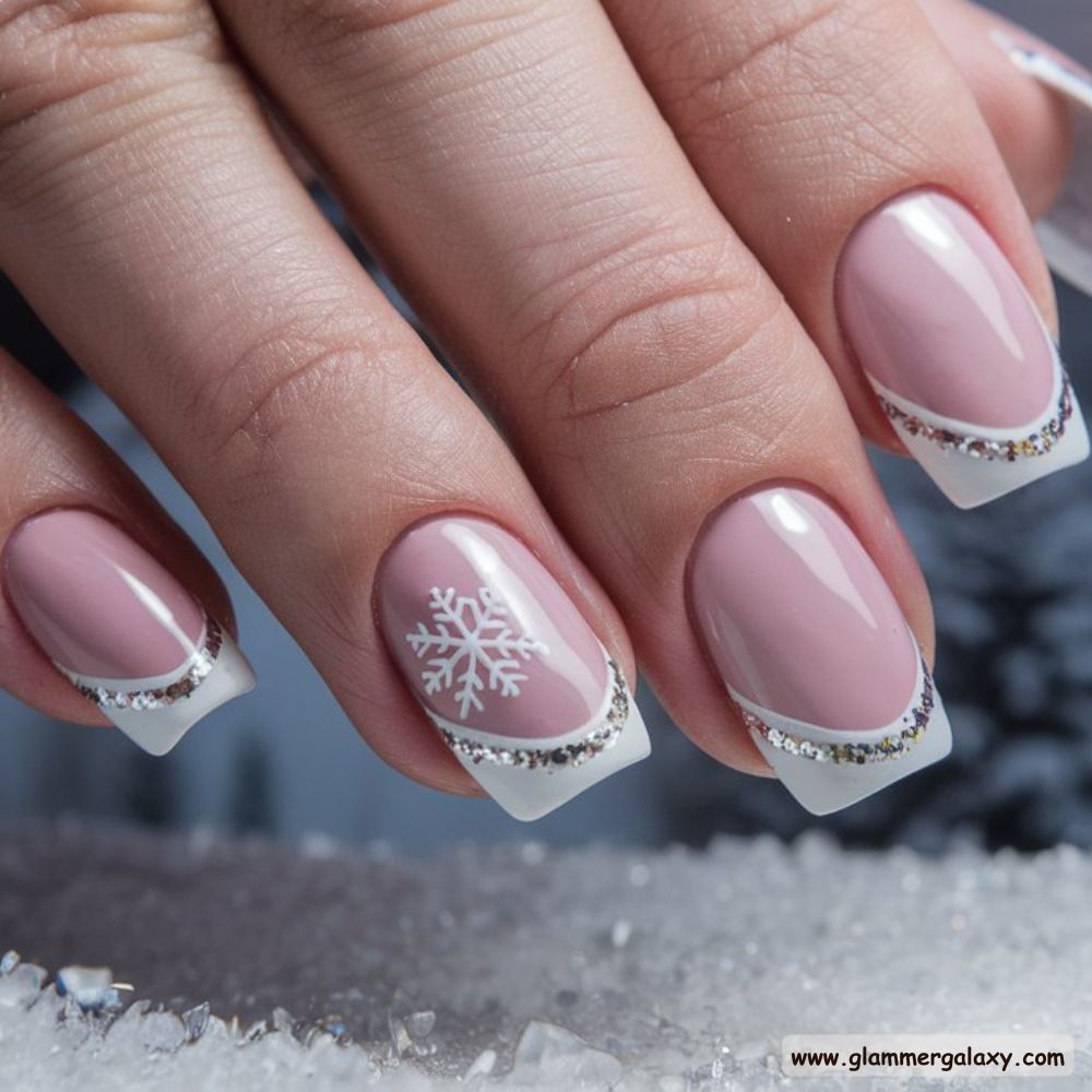 Classy Winter Nails having Winter-Inspired French Tips
