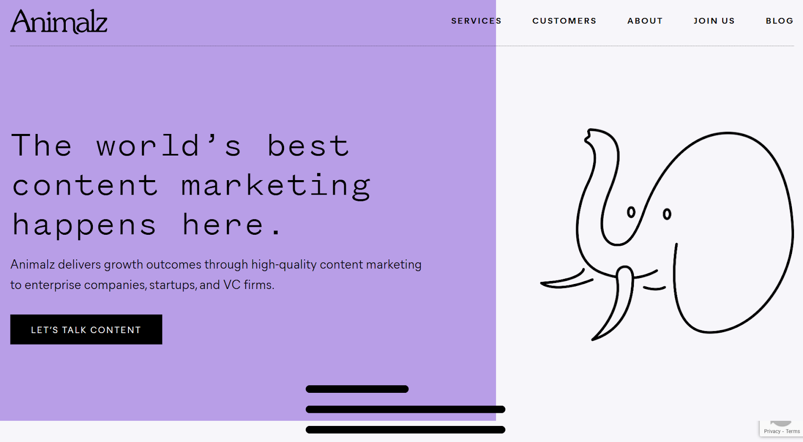 Animalz website screenshot.