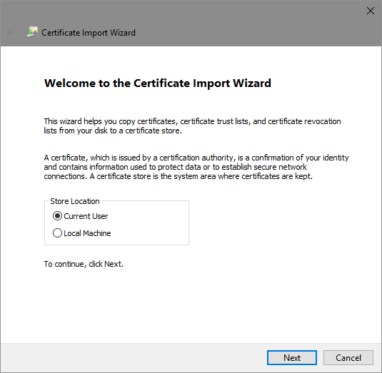 Certificate Import Wizard