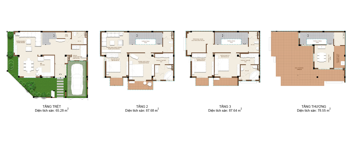 Mặt bằng nhà vườn Haruka Residence loại 2