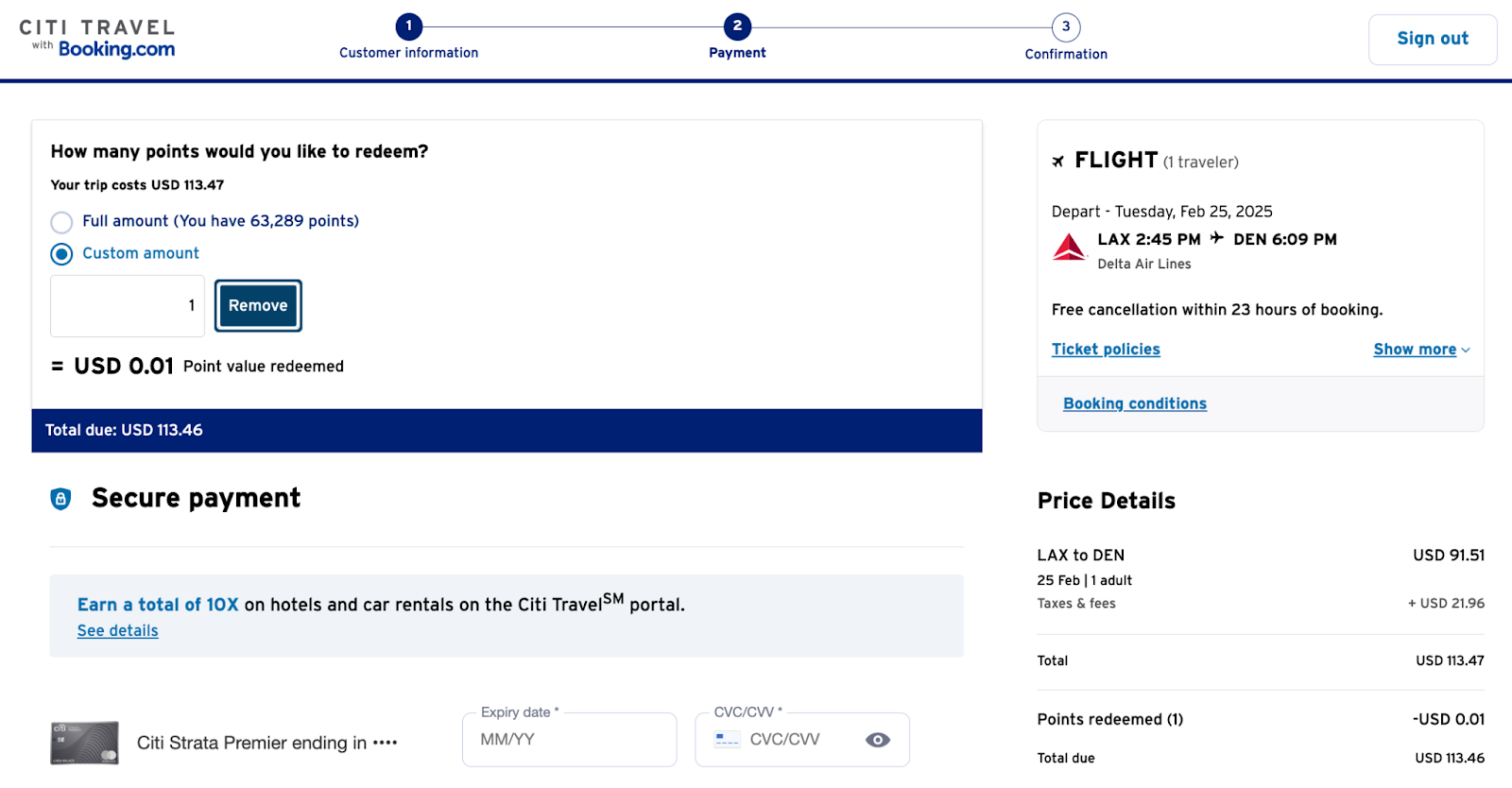 using cash and points with citi