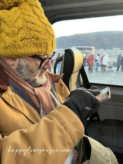 man sitting on bus in tromso