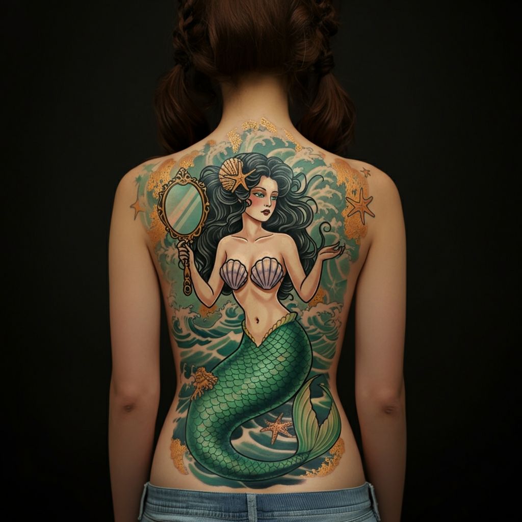 Mermaid Tattoo on back 