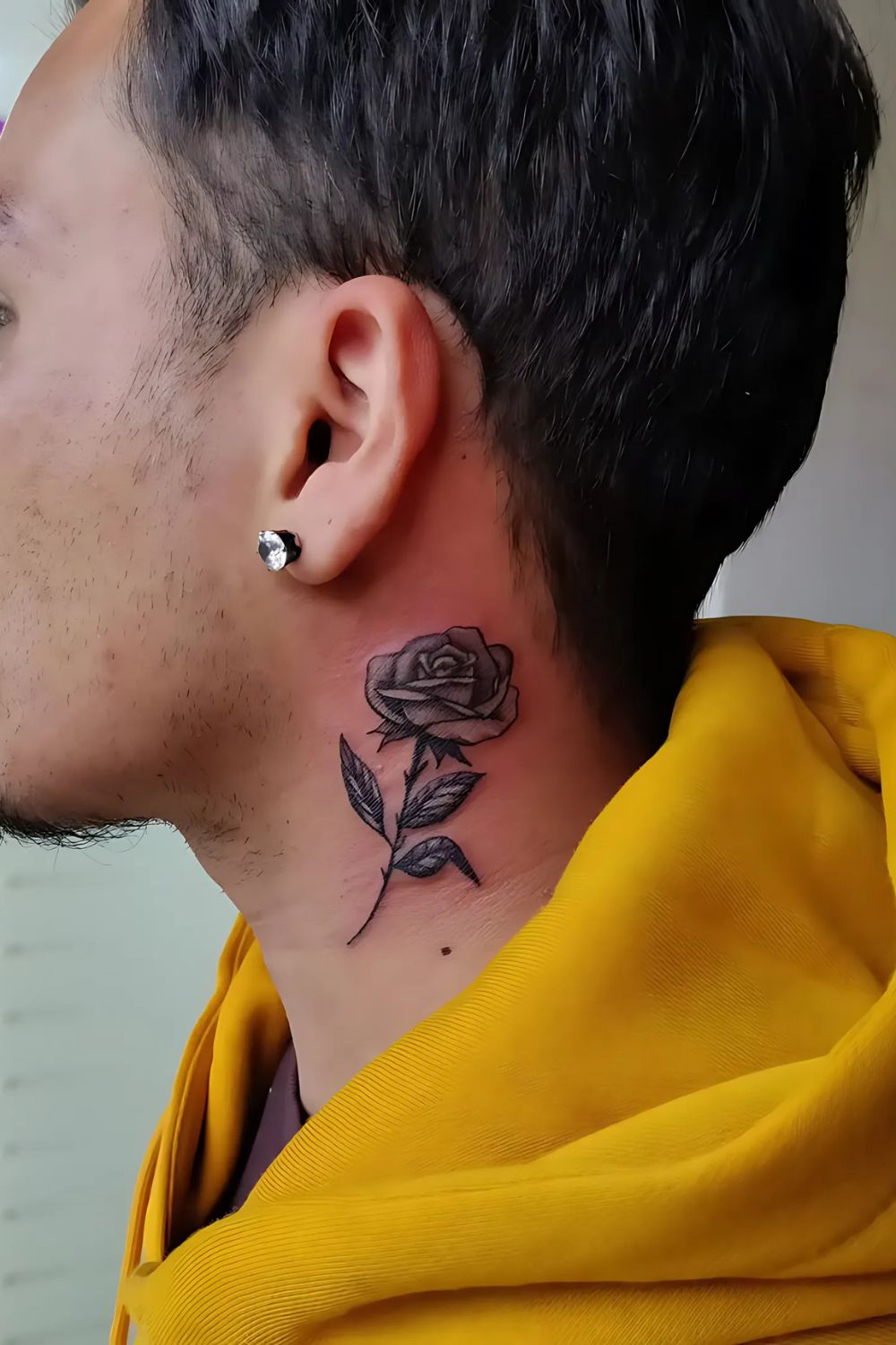 Classic Rose Neck Tattoo
