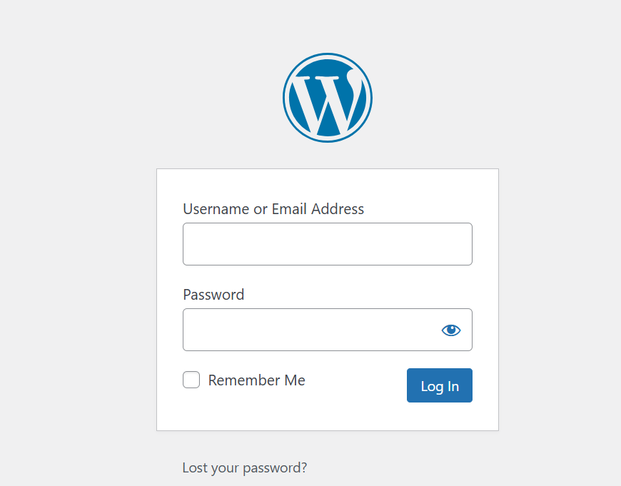 a screenshot of log in  page to WordPress