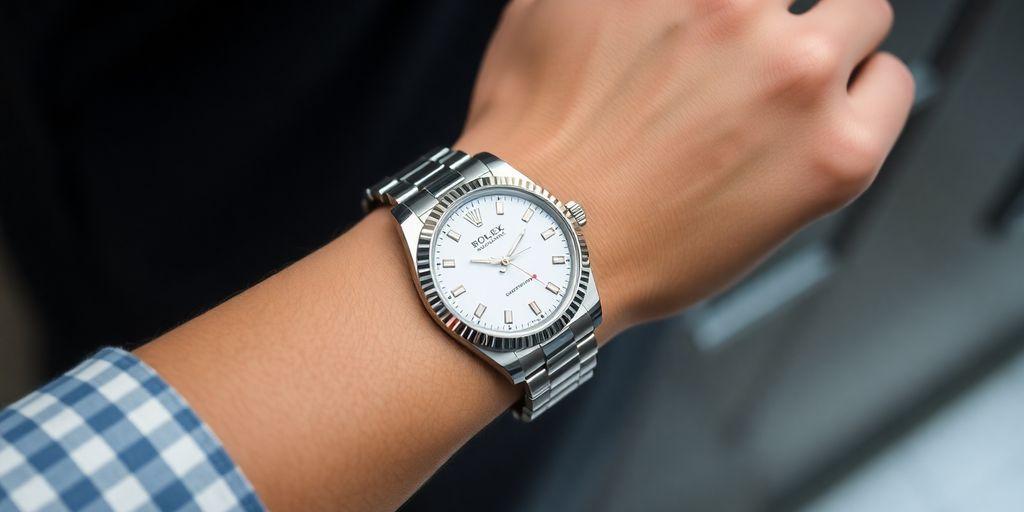 Trendy Rolex watch on a stylish wrist.