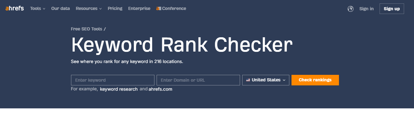 Ahrefs - Keyword rank tracker for better Google keyword rankings