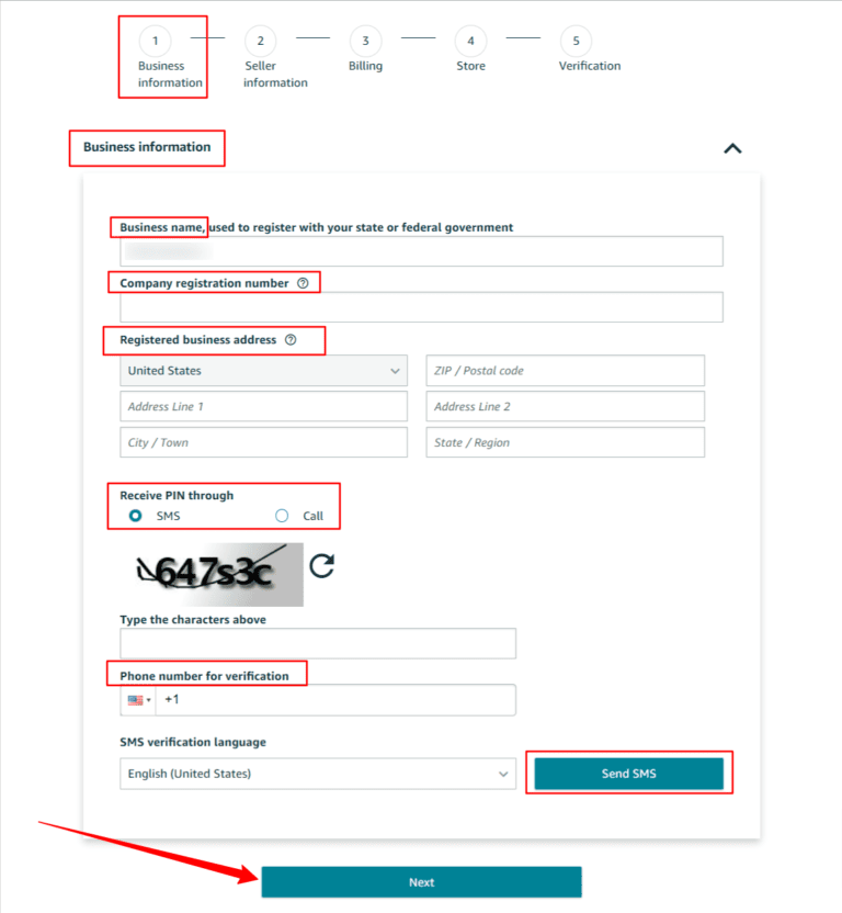 amazon seller business information form