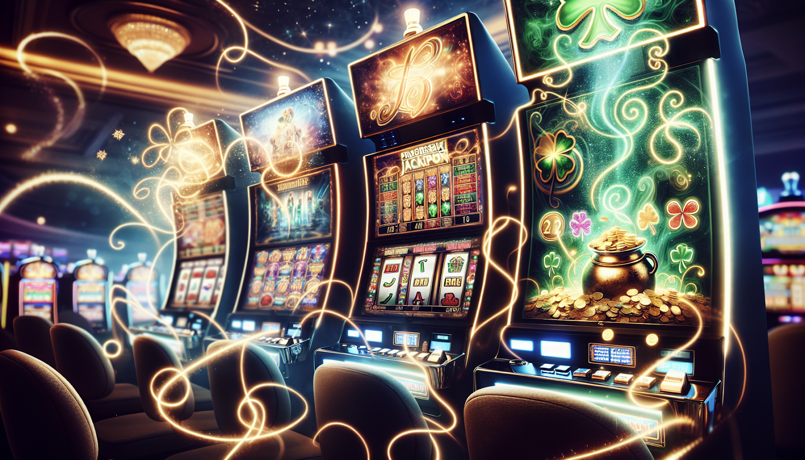 Artistic representation of progressive jackpot slot machines