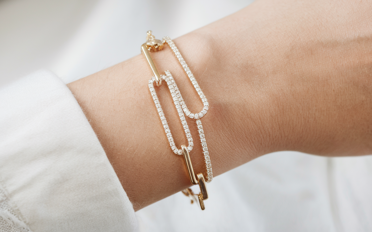 The Seraphina CZ Paperclip Bracelet