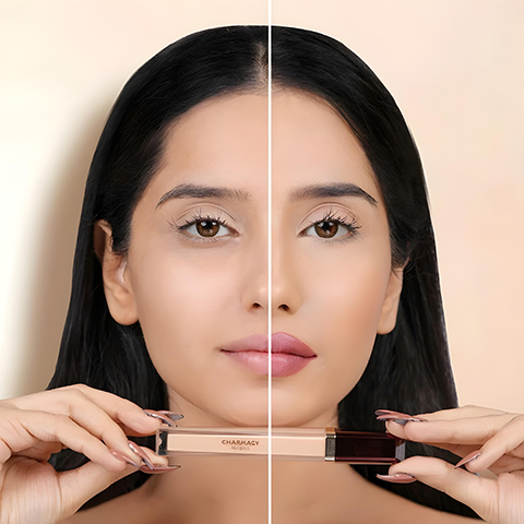 Applying face and eye concealer for soft glam makeup - Charmacy Milano