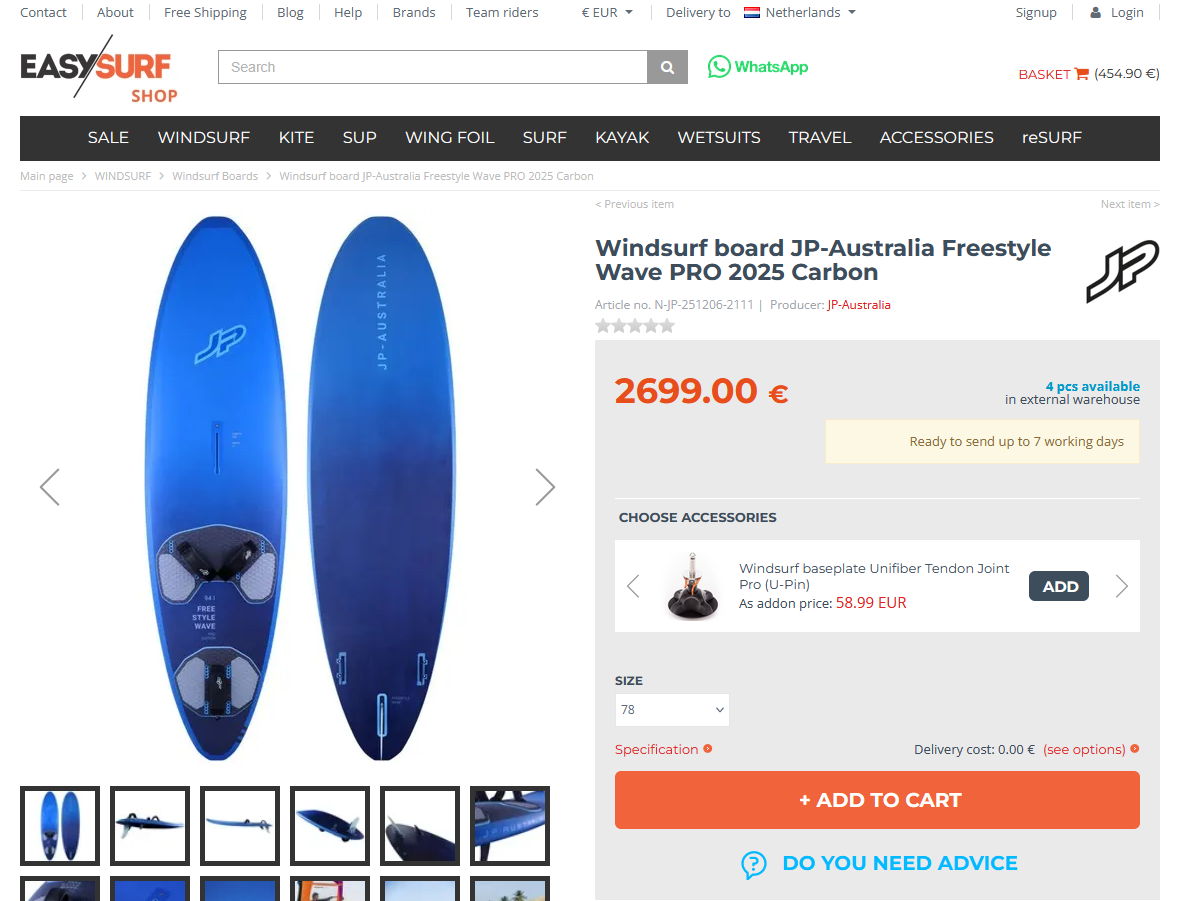 Konfiguratory produktów zaimplementowane w sklepie internetowym Easy Surf