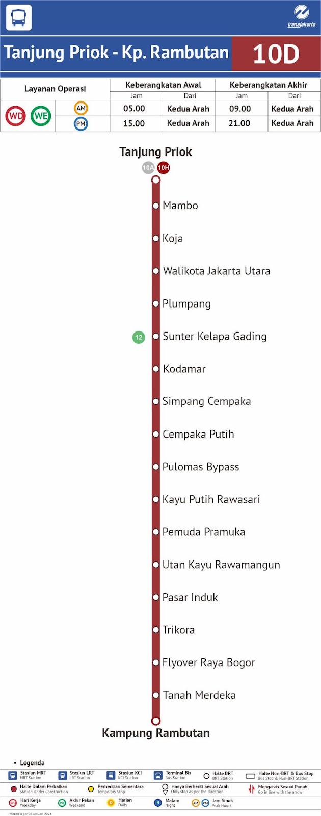 Routes for Transjakarta Corridors 10, 10D, and 10H. Source: transjakarta.co.id/peta-rute&nbsp;