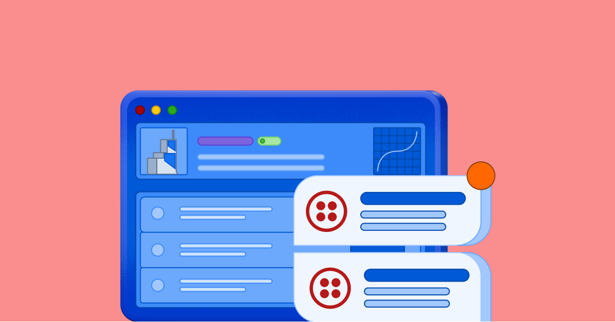 Illustration depicting instant tenant communication via Twilio SMS integration for proactive management