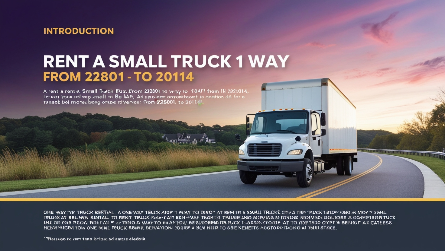 Rent a Small Truck 1 Way From 22801 to 21014