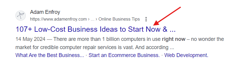 A sample headline illustrating a sense of urgency