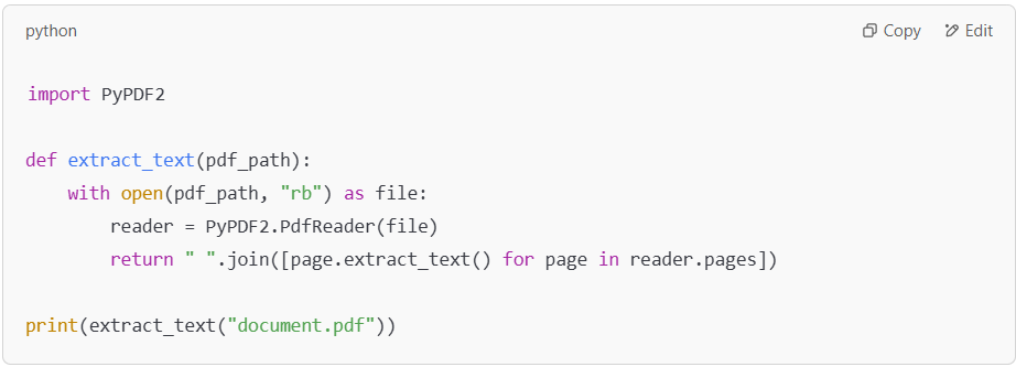 Python script for extracting text from PDFs