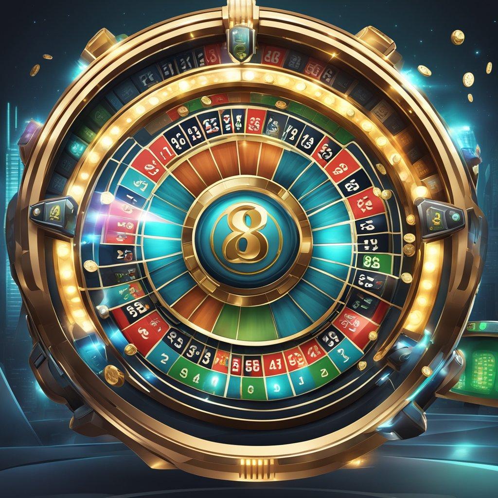 A futuristic online casino interface with advanced security features and fair play algorithms, incorporating cutting-edge technology for Australian players