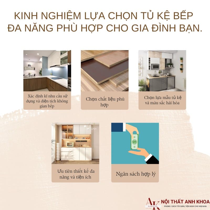 Kinh nghiệm lựa chọn tủ kệ bếp đa năng phù hợp cho gia đình bạn