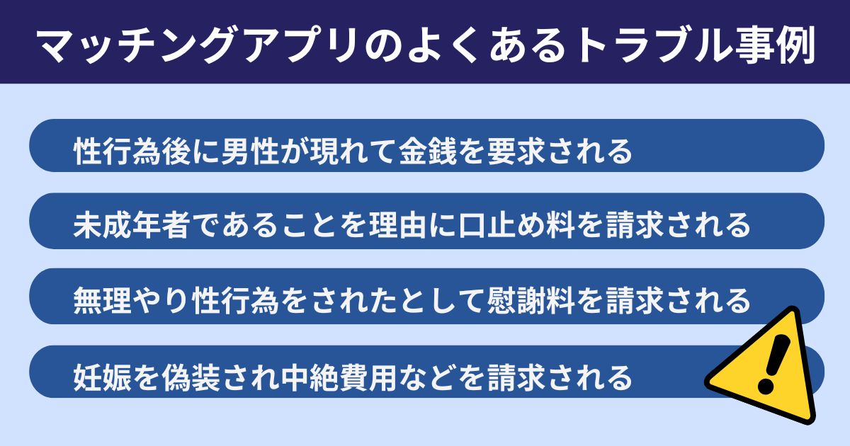 マッチングアプリのよくあるトラブル事例