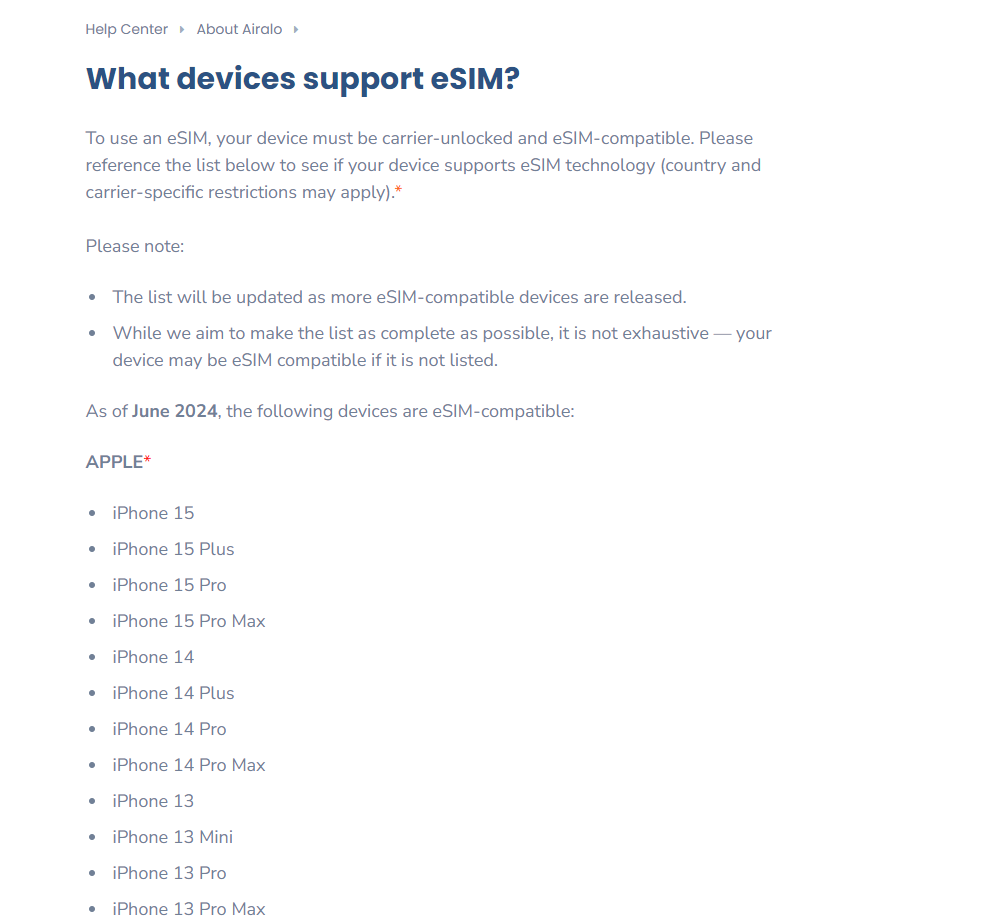 List of devices support eSIM