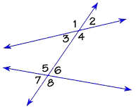 Transversal intersecting two lines