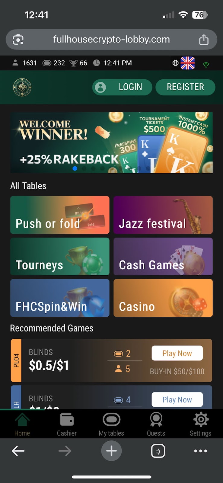 Online poker site - toernooien bij Full House Crypto