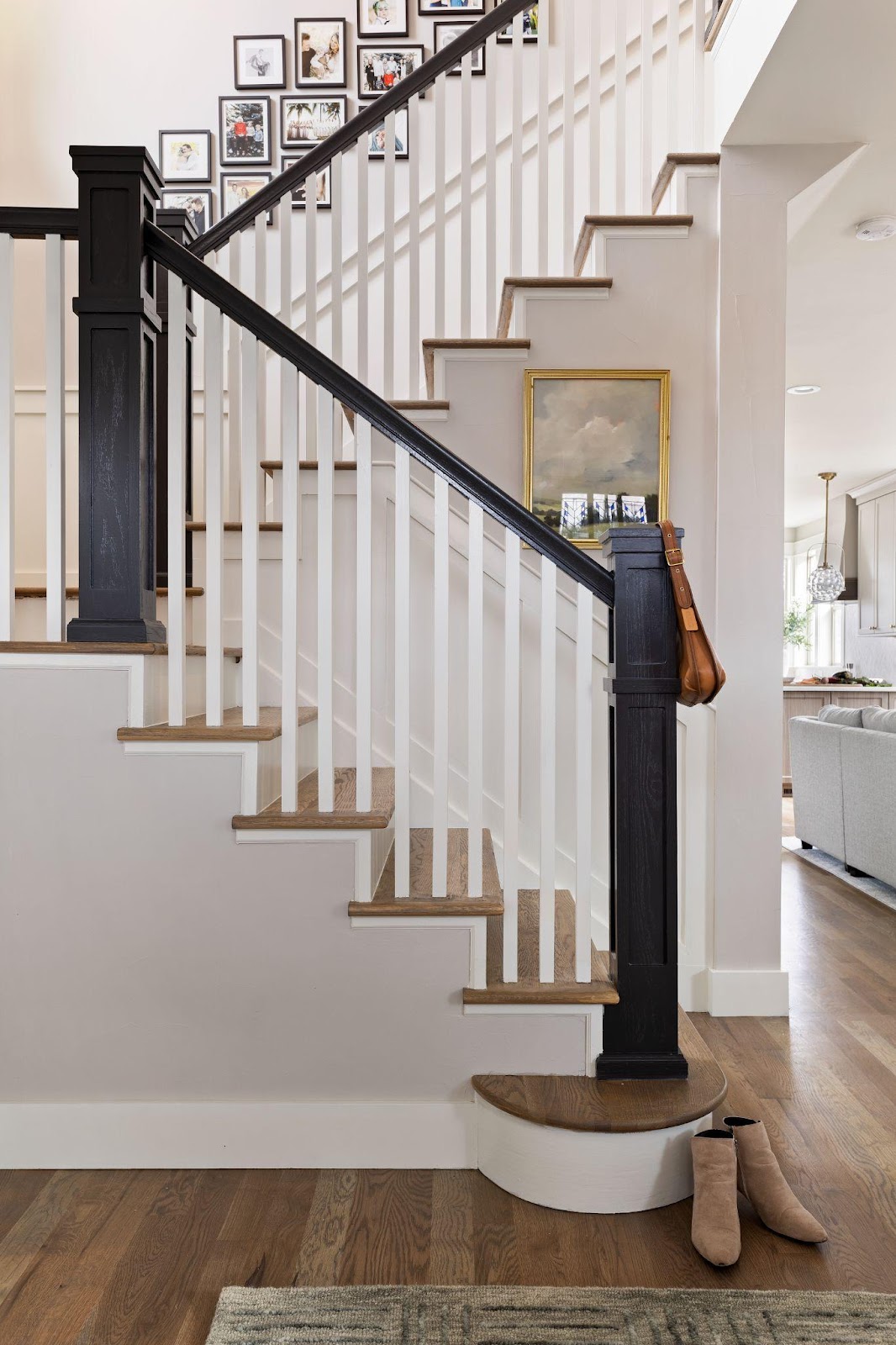 gallery wall along stairs