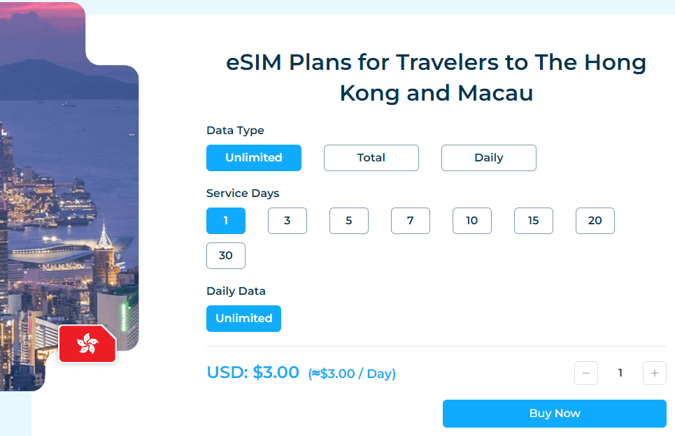 iRoamly Macau eSIM Package Types