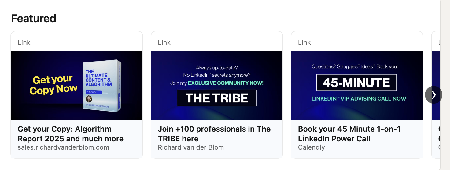 блок Избранное LinkedIn 
