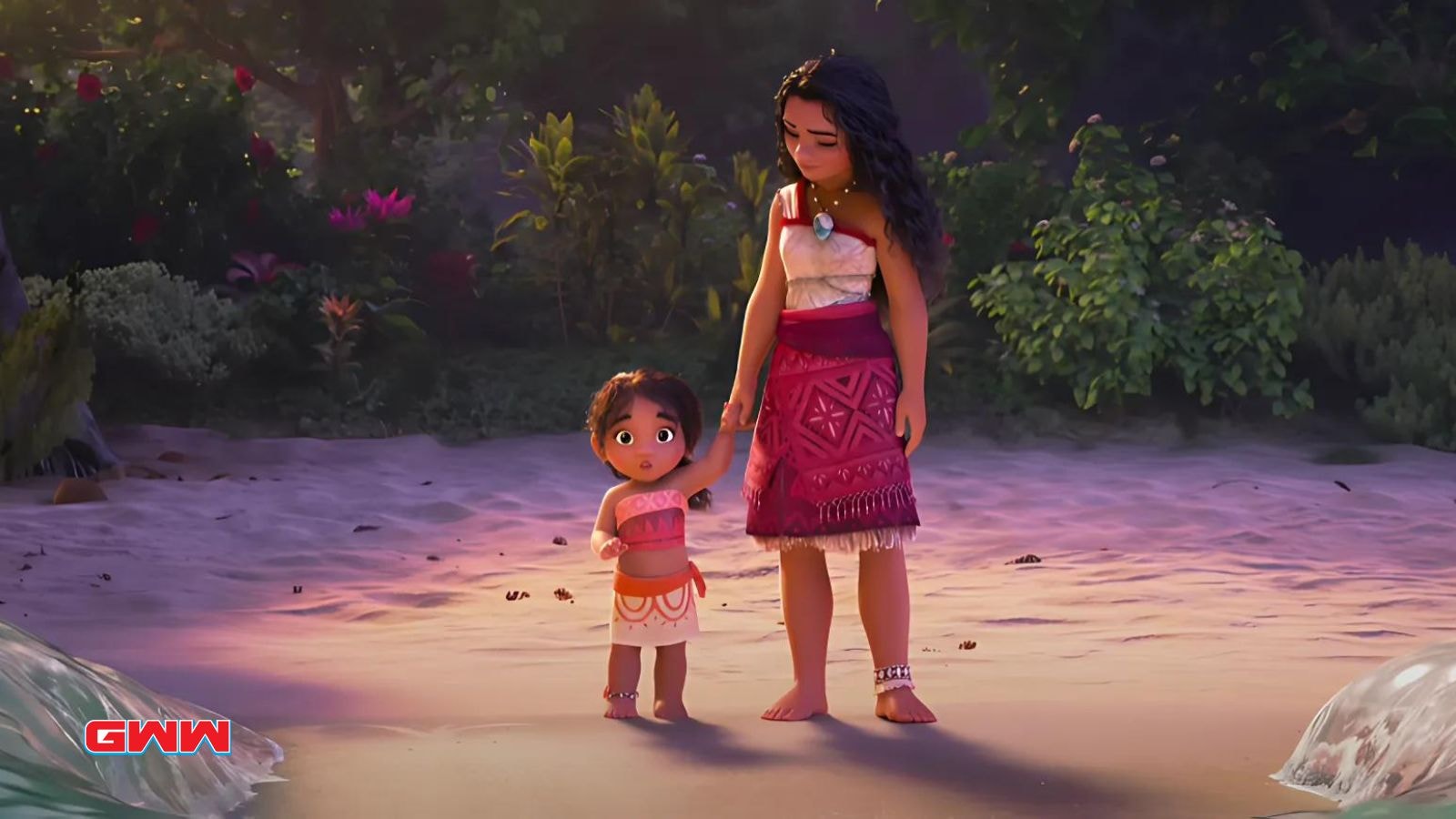   Auli'i Cravalho as Moana(voice) and Khaleesi Lambert-Tsuda as Simea in Moana 2 Trailer