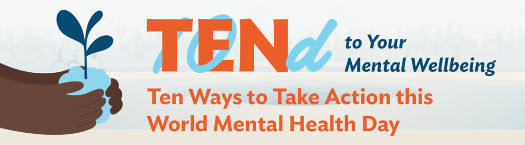 10 ways to take action this world mental health day logo