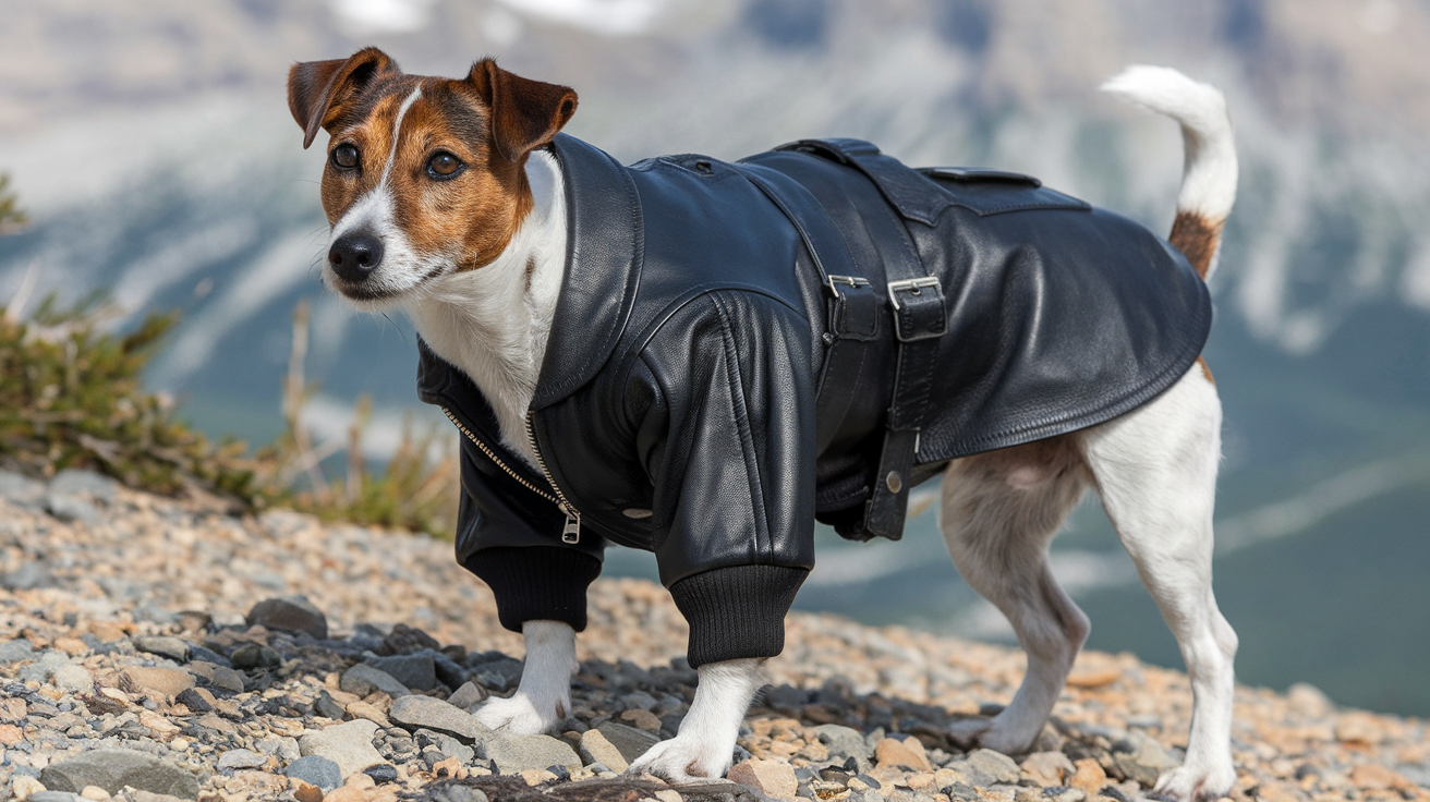 dog costume leather flight jacket jack russel		