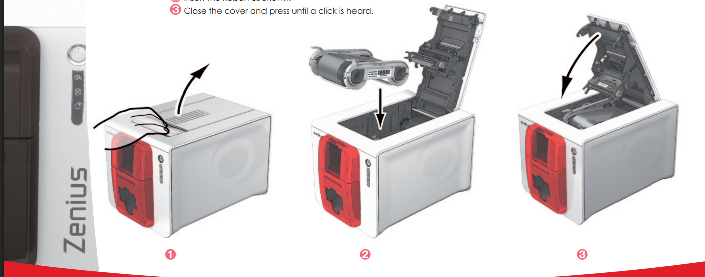 Inserting ribbon into Zenius card printer