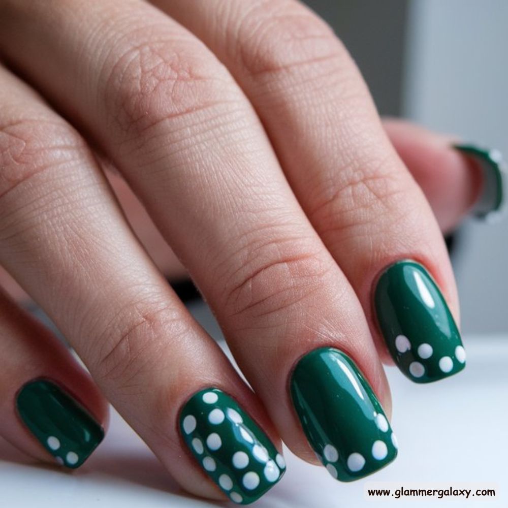 Old Money Inspired Nails having Emerald Green Nails
