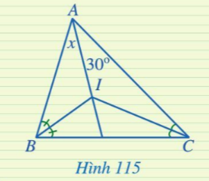 BÀI 11: TÍNH CHẤT BA ĐƯỜNG PHÂN GIÁC CỦA TAM GIÁCKhởi độngCâu hỏi: Bạn Ngân gấp một miếng bìa hình tam giác để các nếp gấp tạo thành ba tia phân giác của các góc ở đỉnh của hình tam giác đó. Ba nếp gấp đó có đặc điểm gì?Đáp án chuẩn:1 điểm.I. Đường phân giác của tam giácBài 1: Trong tam giác ABC, tia phân giác của góc A cắt cạnh BC tại điểm D (Hình 110). Các đầu mút của đoạn thẳng AD có đặc điểm gì?Đáp án chuẩn:D là giao điểm của tia phân giác góc A với cạnh BC.Bài 2: Cho tam giác ABC cân tại A. Vẽ đường phân giác AD. Chứng minh AD cũng là đường trung tuyến của tam giác đó.Đáp án chuẩn: AD là trung tuyến của cạnh BC của tam giác ABCII. Tính chất ba đường phân giác của tam giácBài 1: Quan sát các đường phân giác AD, BE, CK của tam giác ABC (hình 114), cho biết ba đường phân giác đó có cùng đi qua một điểm hay không?Đáp án chuẩn:1 điểm.Bài 2: Tìm số đo x trong hình 115Đáp án chuẩn:x = 300Bài 3: Cho tam giác ABC có I là giao điểm của ba đường phân giác. M, N, P lần lượt là hình chiếu của I trên các cạnh BC, CA, AB. Chứng minh rằng: IA, IB, IC lần lượt là đường trung trực của các đoạn thẳng NP, PM, MN.Đáp án chuẩn: IC là đường trung trực của cạnh MN.IA là đường trung trực của cạnh PNIB là đường trung trực của cạnh PM.III. Bài tập