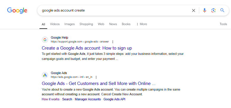 Google ad account create 