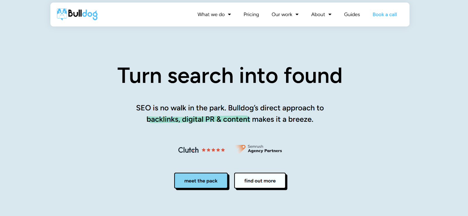A screenshot of the Bulldog Digital Media website.