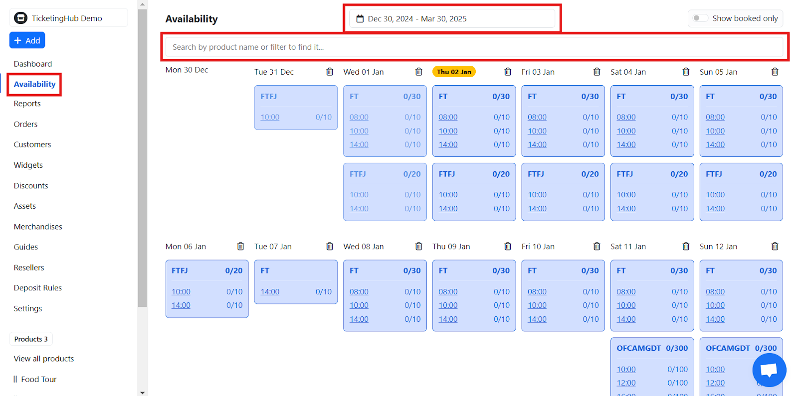 This will show you a calendar view of all your Availability.