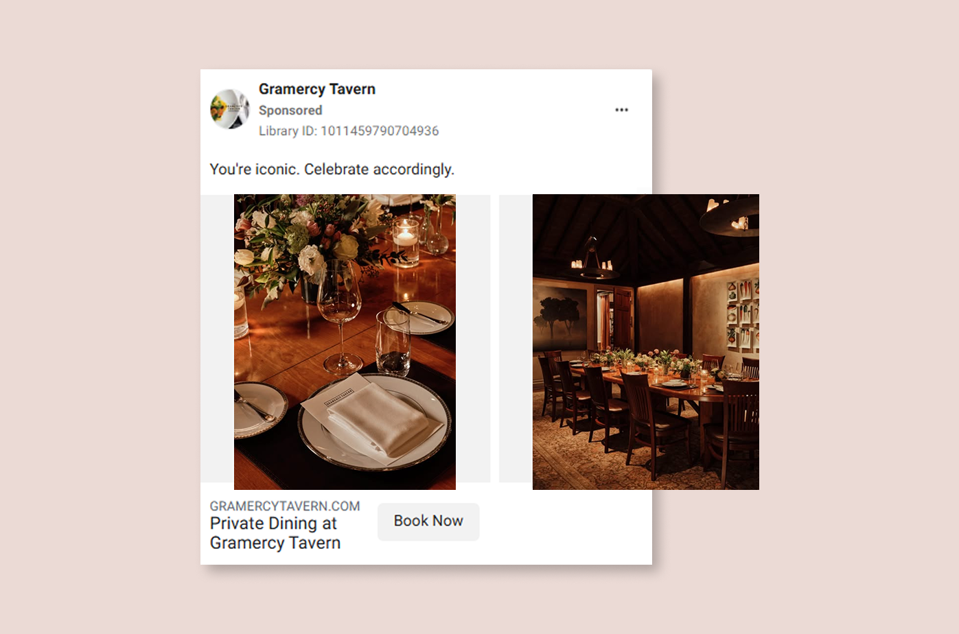 Local restaurant Facebook ad example