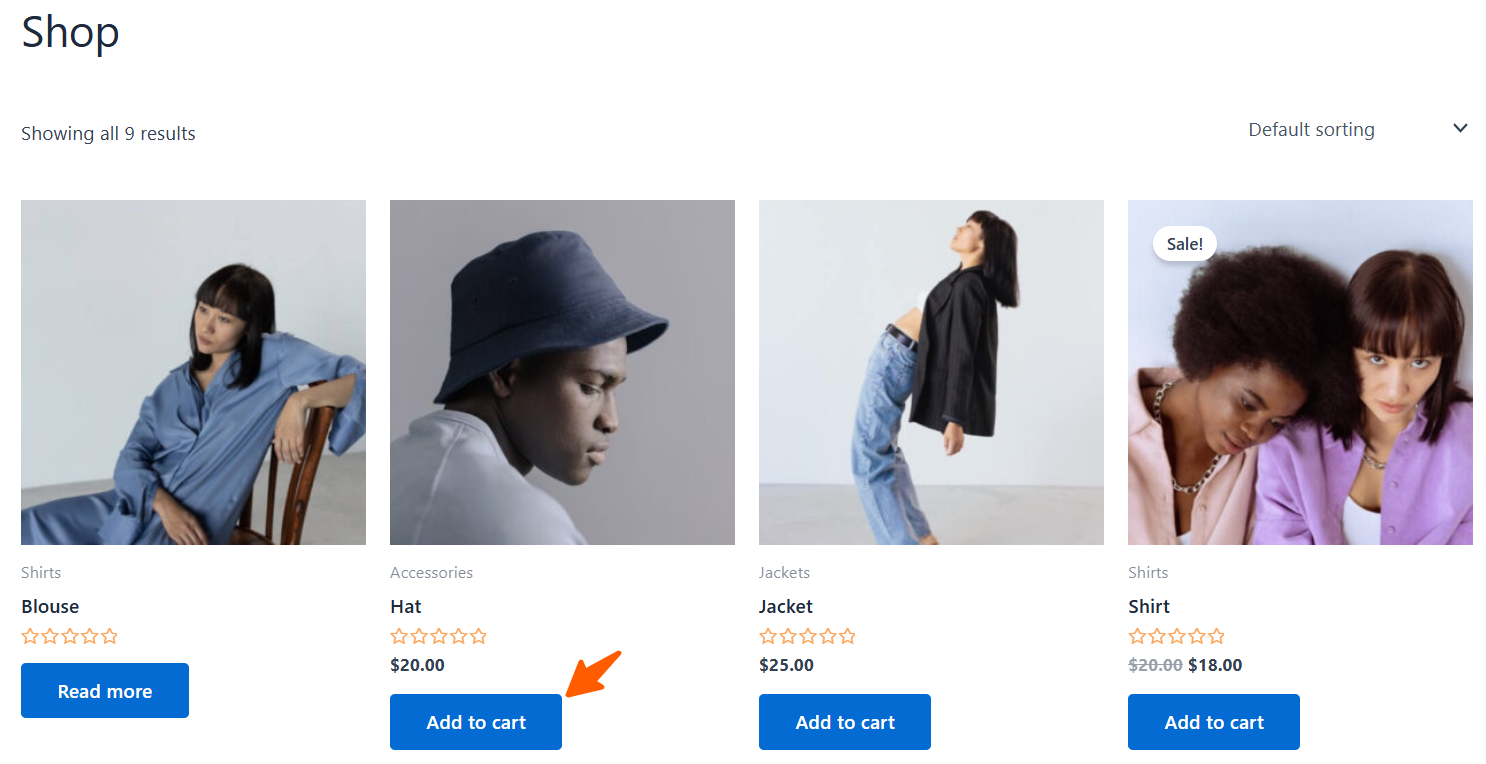 The shop page in WooCommerce 