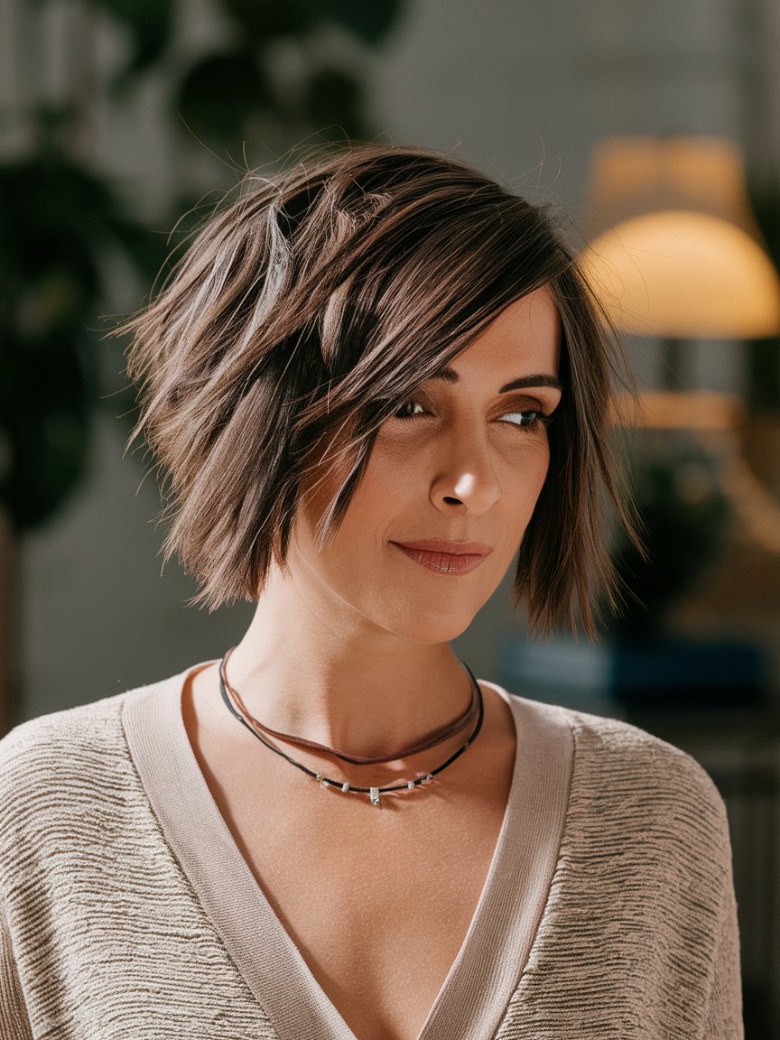 6. Textured Chin-Length Bob