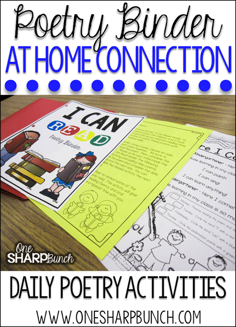A poetry binder or poetry notebook is the perfect way to incorporate poetry activities into your daily lessons! By using a poem of the week, you help build reading fluency, phonics and phonemic awareness skills, comprehension, concepts of print and more!