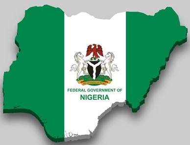 Nigeria map with central FGN logo