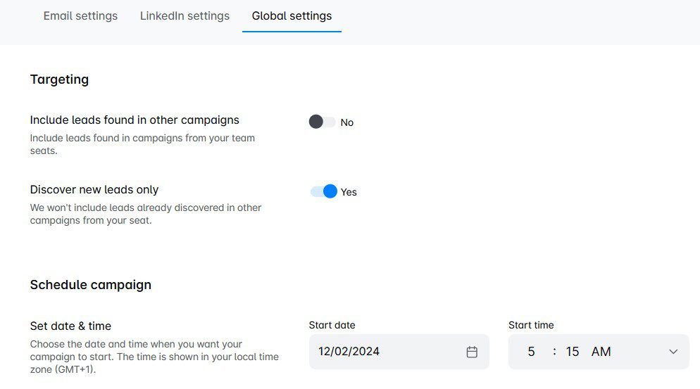 linkedin sales strategy multichannel campaign creation leadin global settings