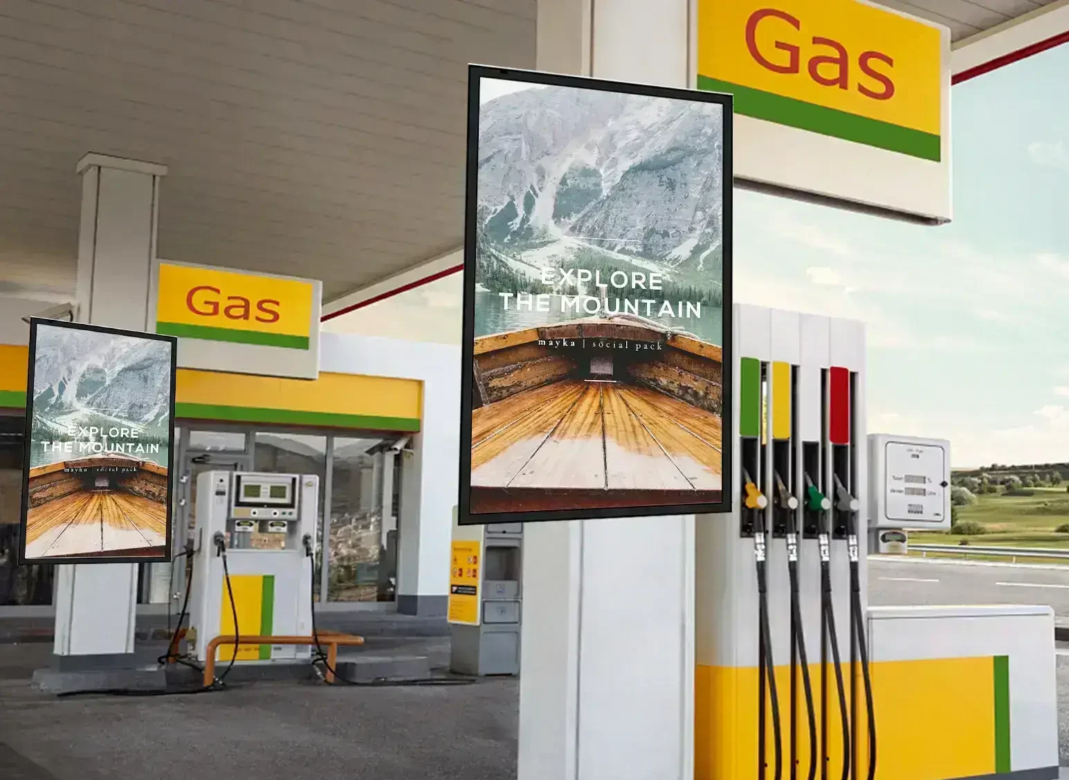 Gas station digital bulletin boards.